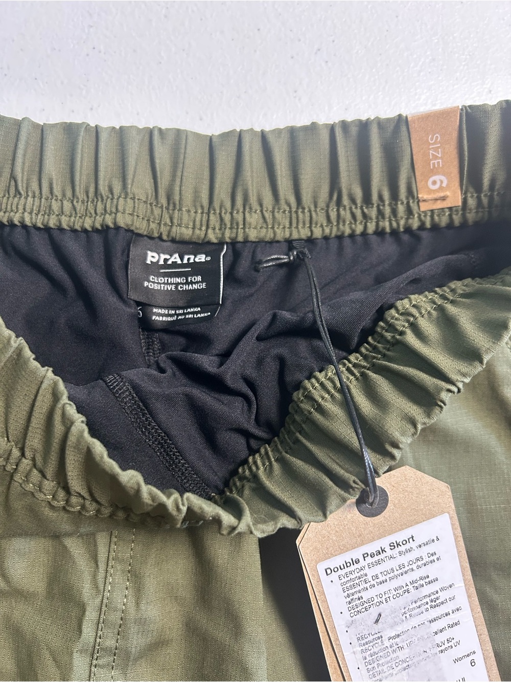 prAna Double Peak New With Tags Skort Women's Size 6 Hiking Skirt cargo green - Picture 3 of 11